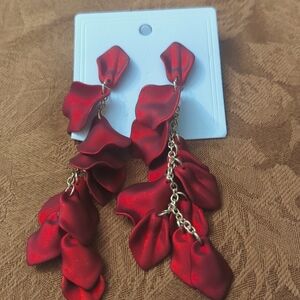 Red leaf earrings